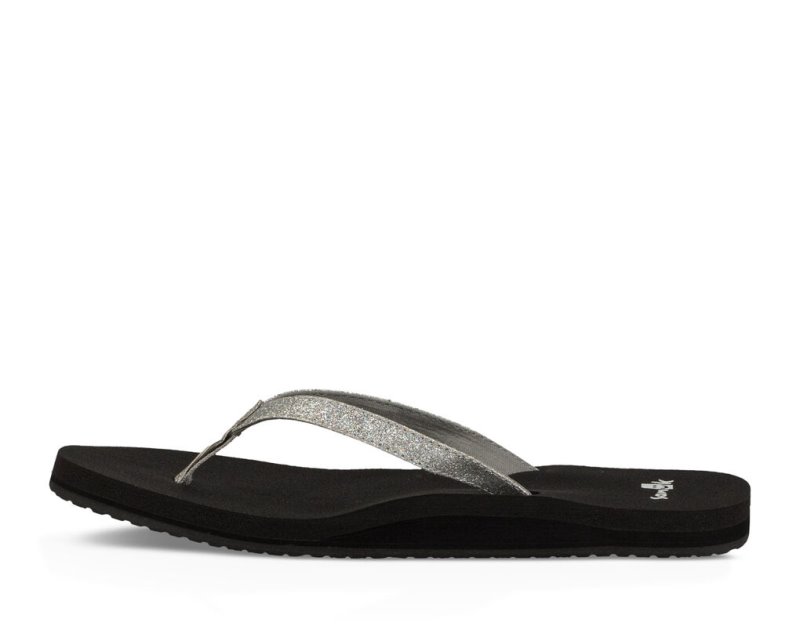 Sanuk Yoga Joy Sparkle Women's Flip Flops Silver | Canada 81PJJ